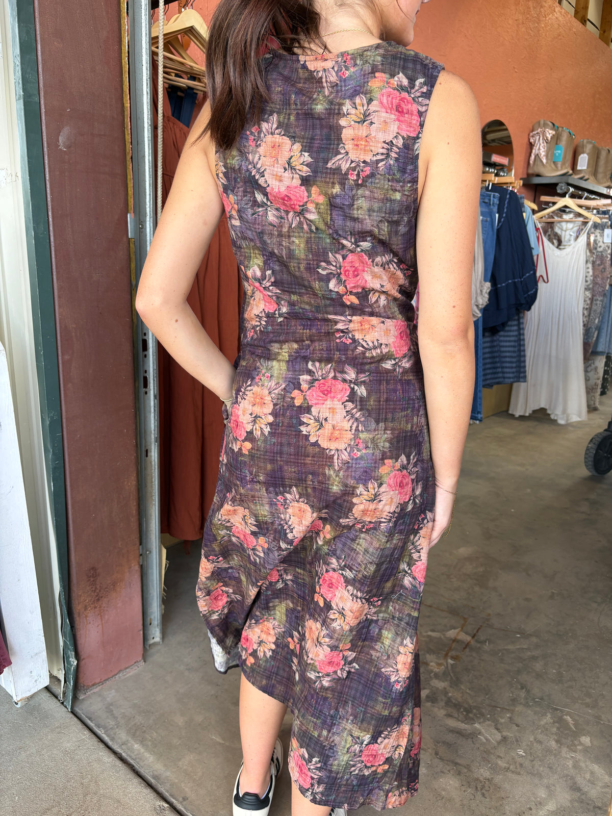Greer Brown Floral Wrap Dress