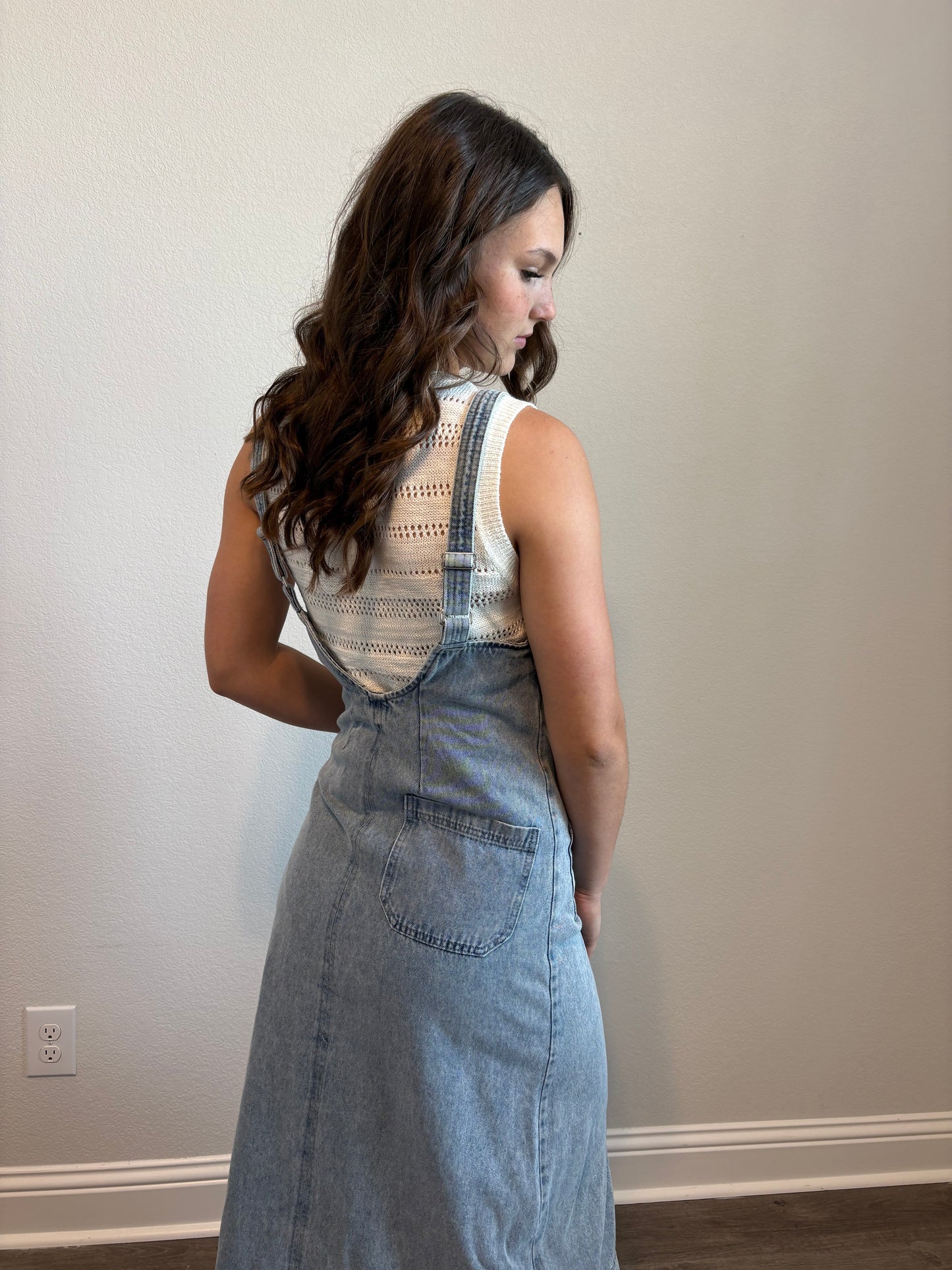 Denim Overall Midi Dress