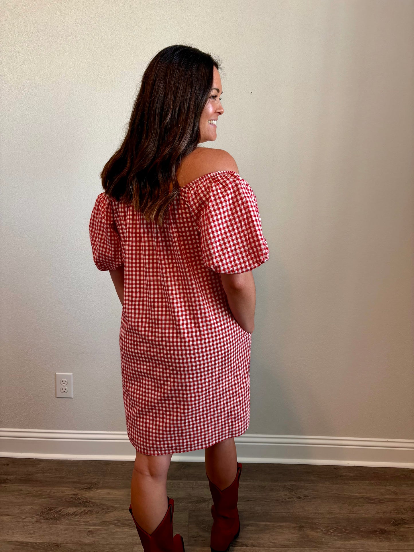 Jenny Gingham Puff Sleeve Mini Dress