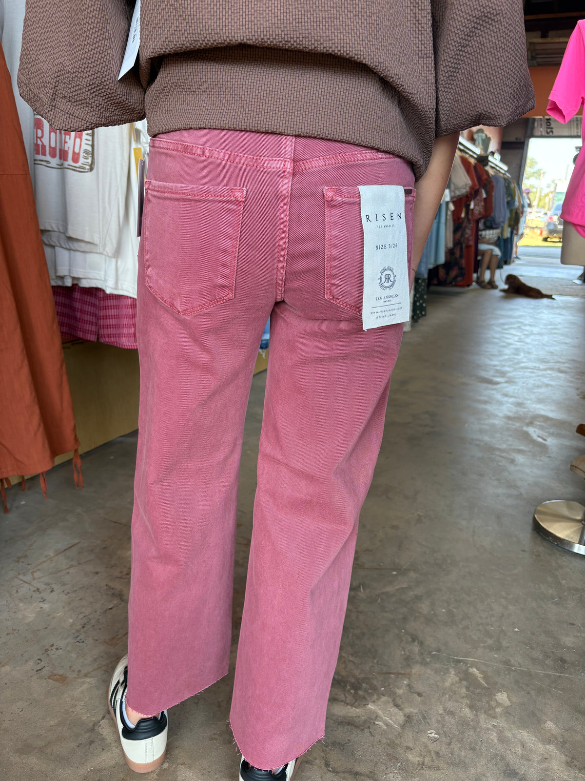 Rust Raw Hem Risen Jeans