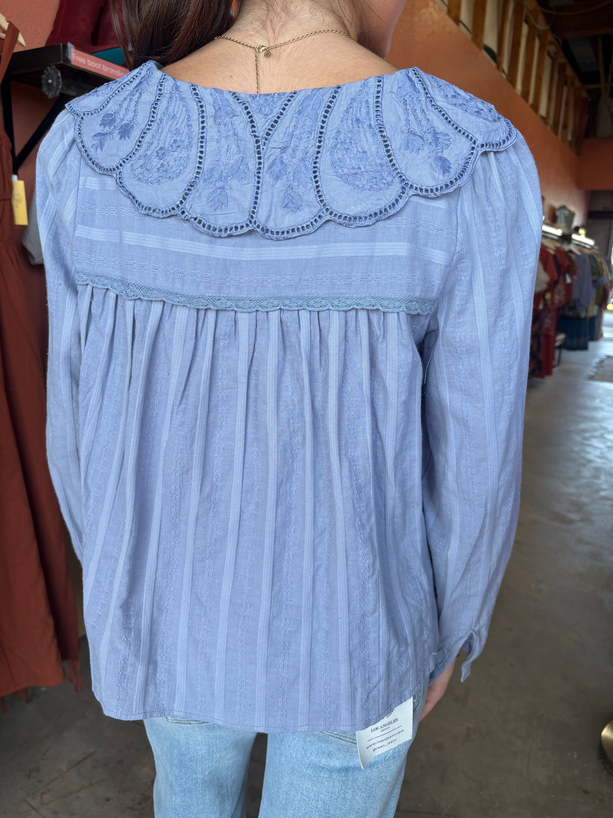 Hadley Embroidered Scalloped Collar Blouse