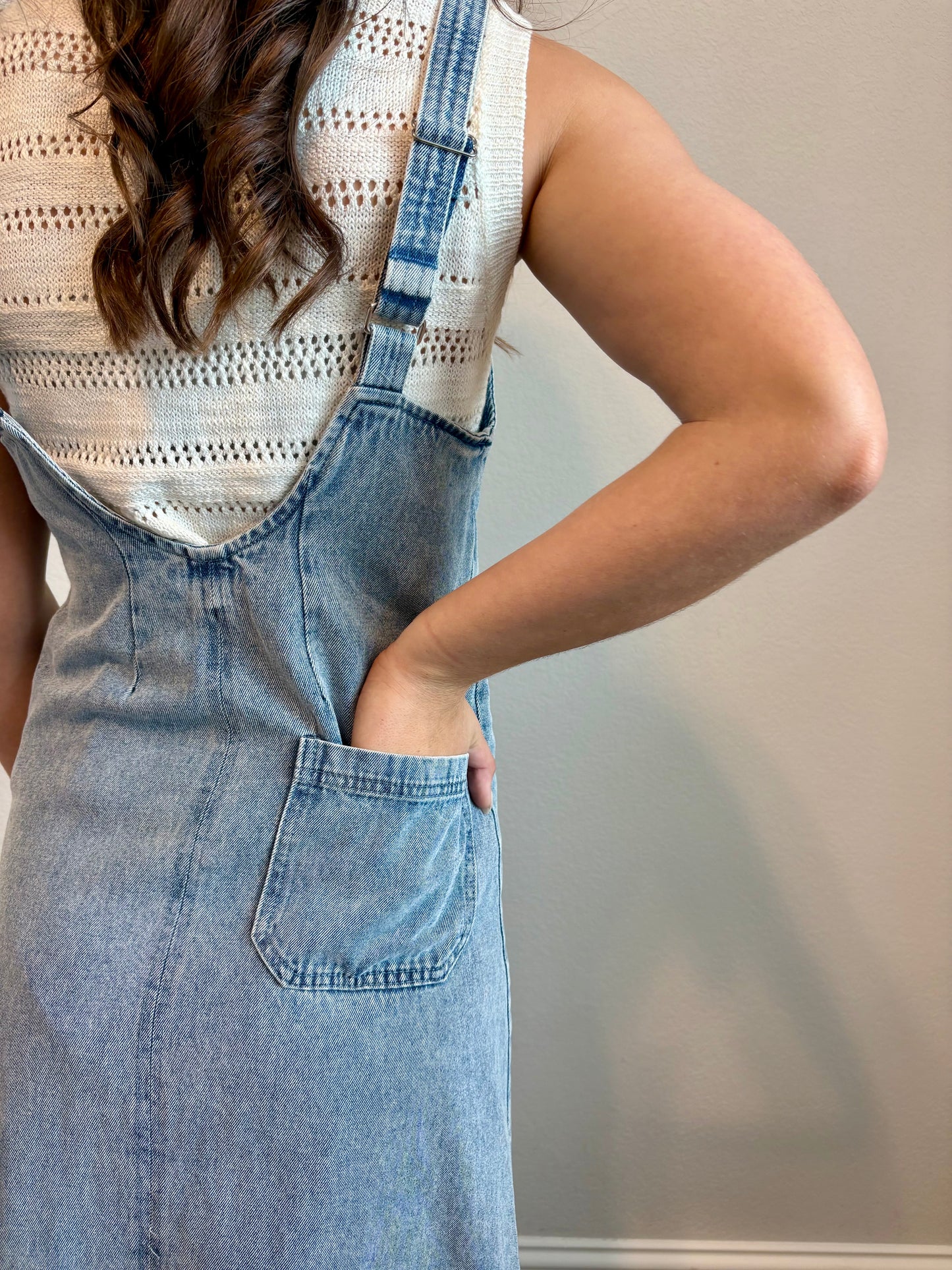 Denim Overall Midi Dress