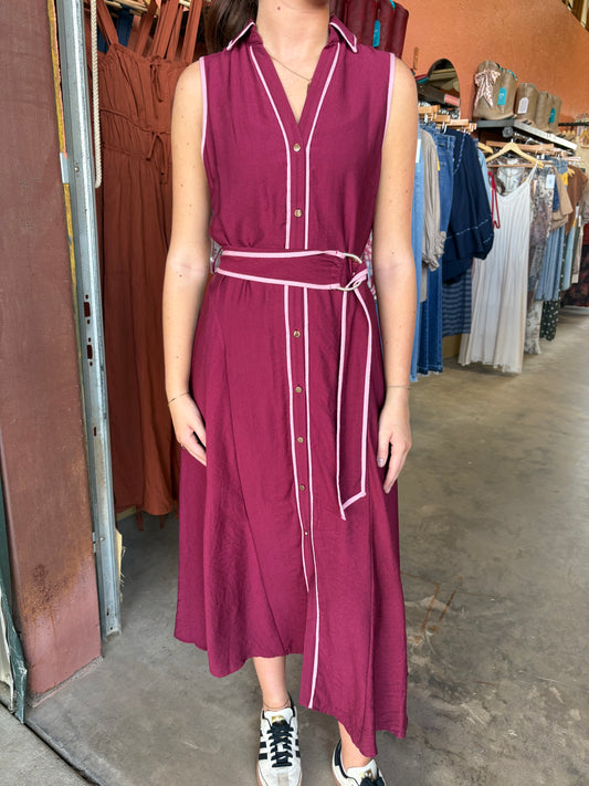 Eden Burgundy Belt Dress