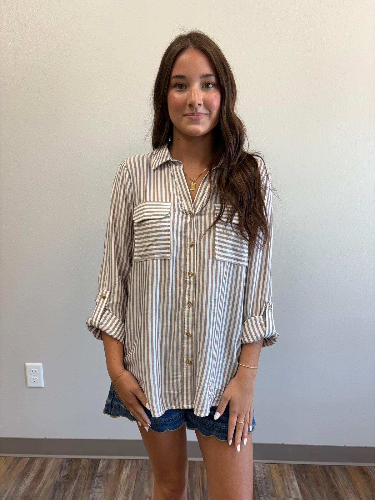 Julia Brown Stripe Top