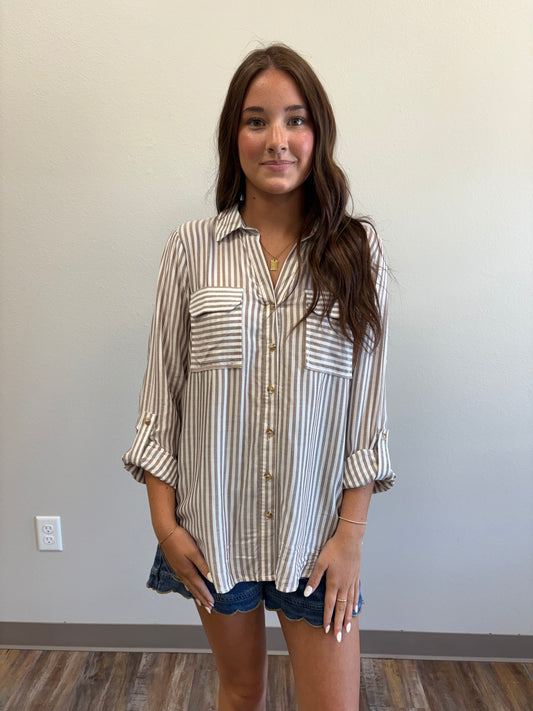 Julia Brown Stripe Top