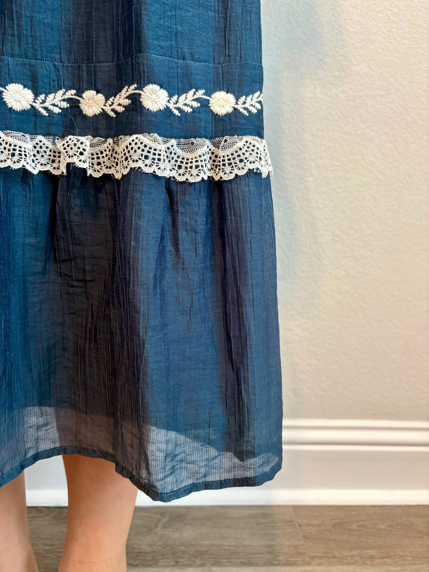 Embroidered Tiered Maxi Skirt