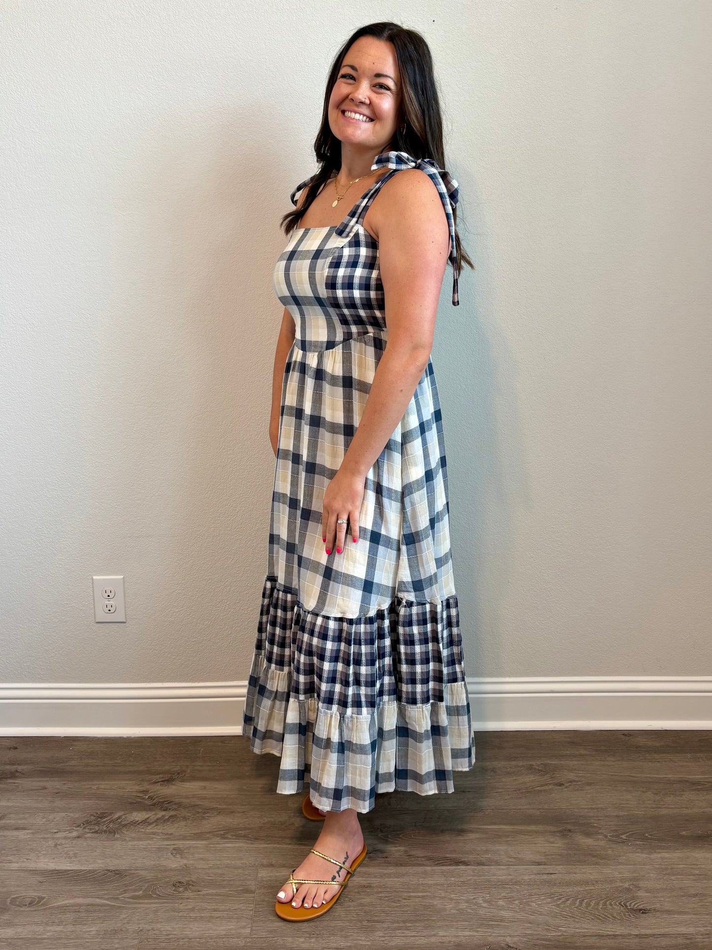 Ashley Gingham Tiered Maxi Dress