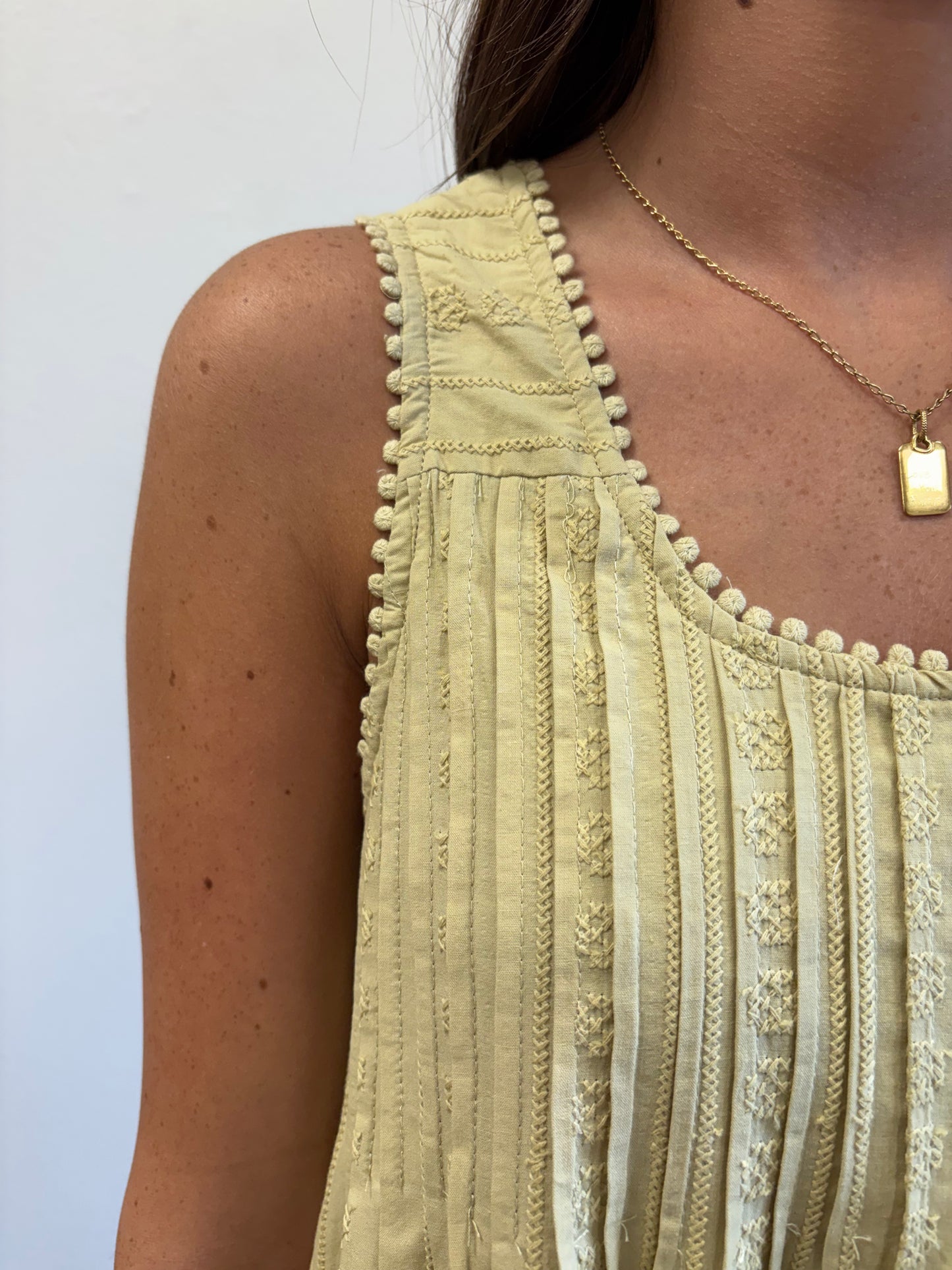 Light Olive Embroidered Dress