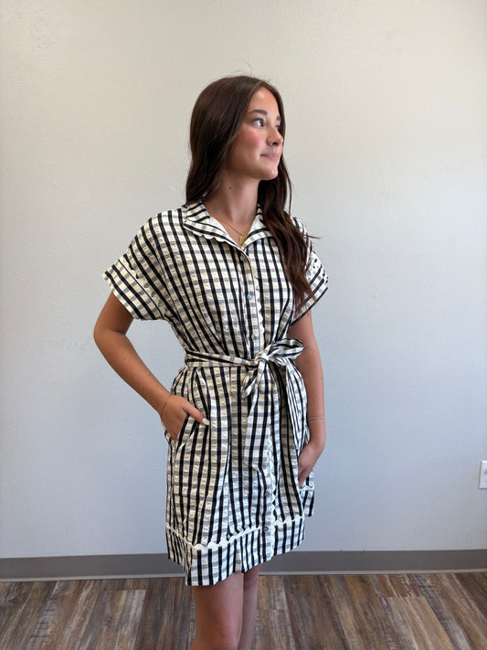 Black and Cream Gingham Dress