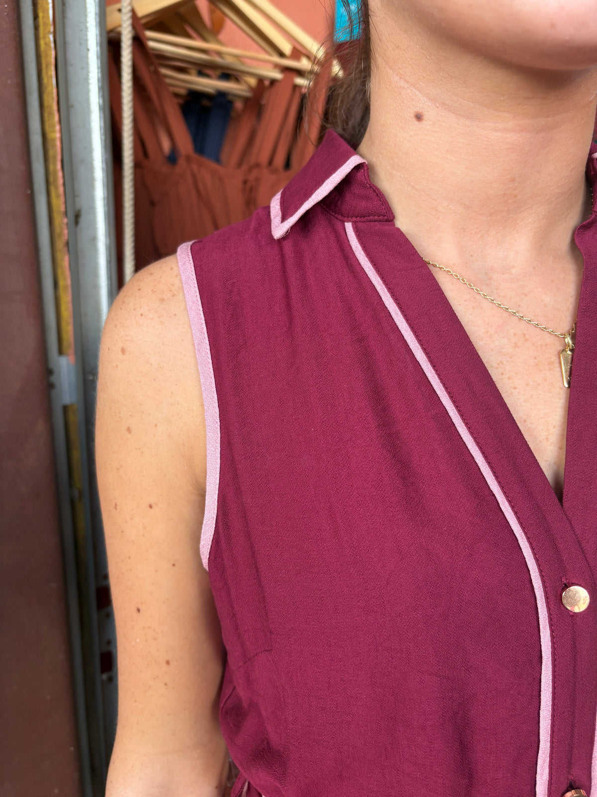 Eden Burgundy Belt Dress