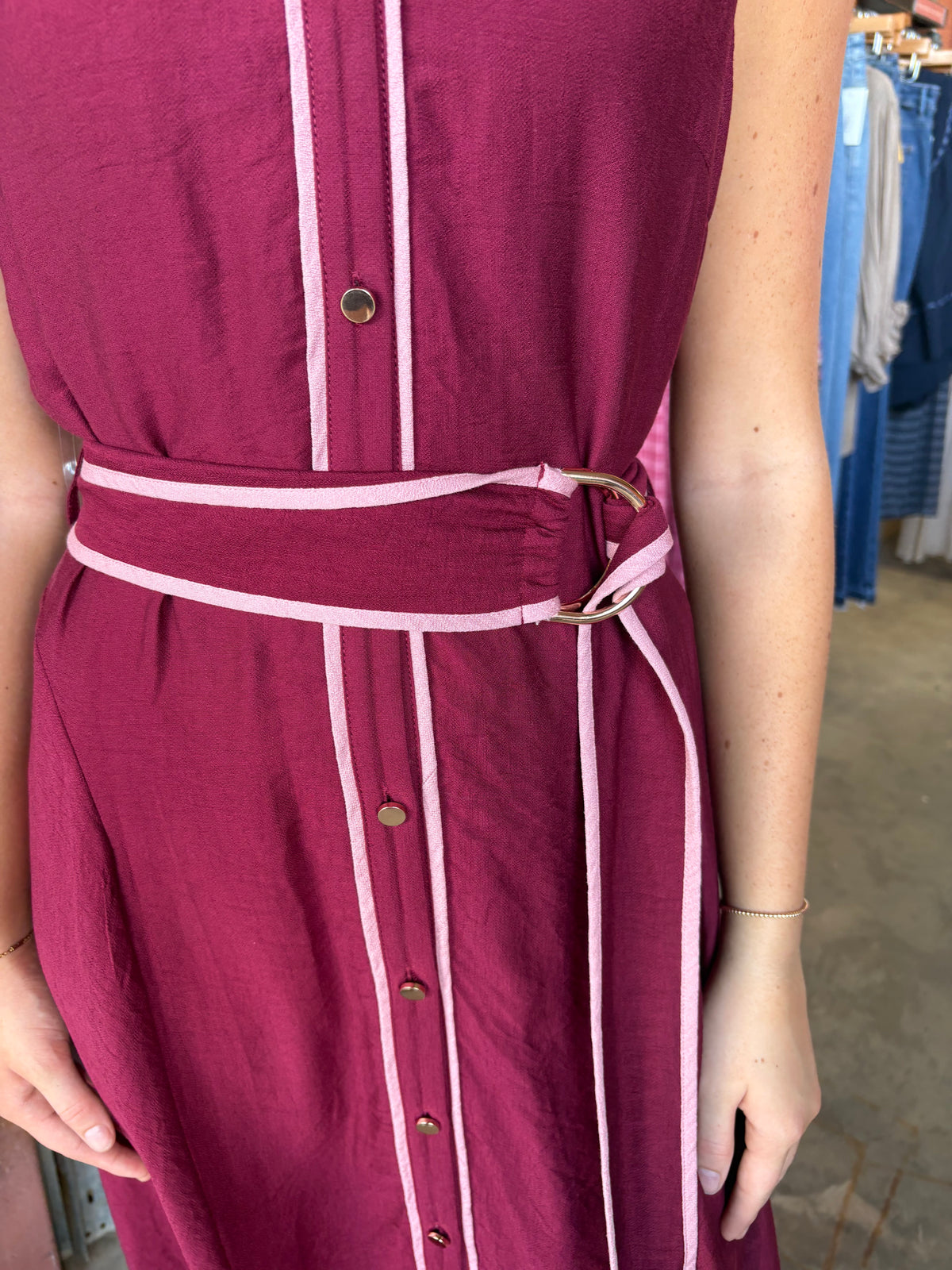 Eden Burgundy Belt Dress