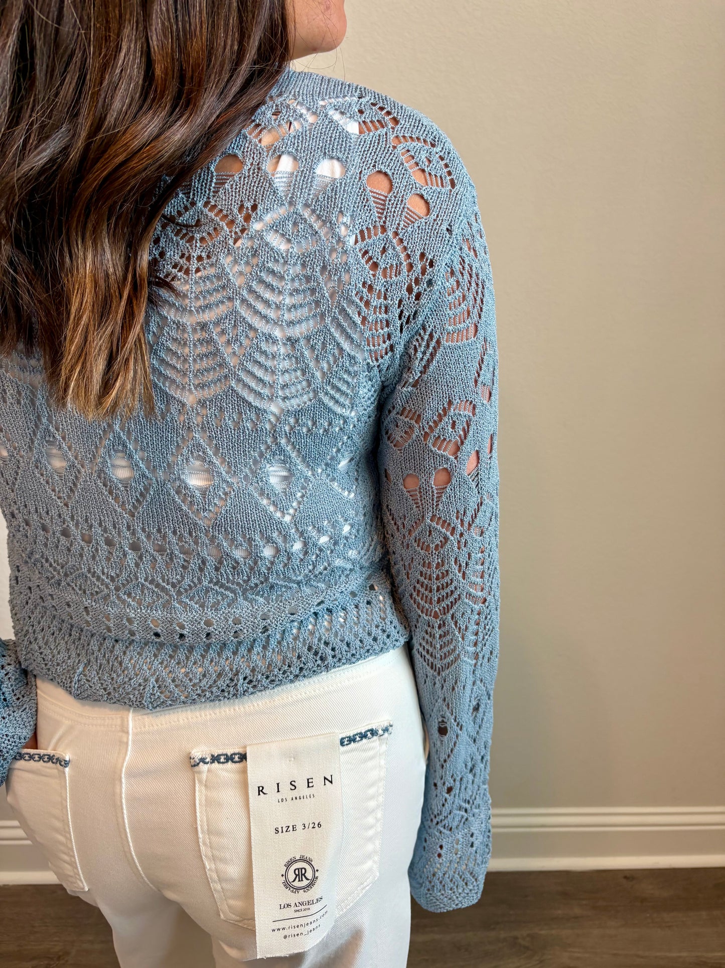 Crochet Tie-Front Knit Cardigan