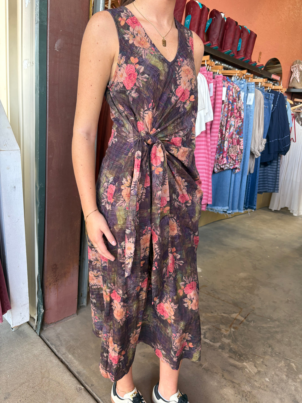Greer Brown Floral Wrap Dress