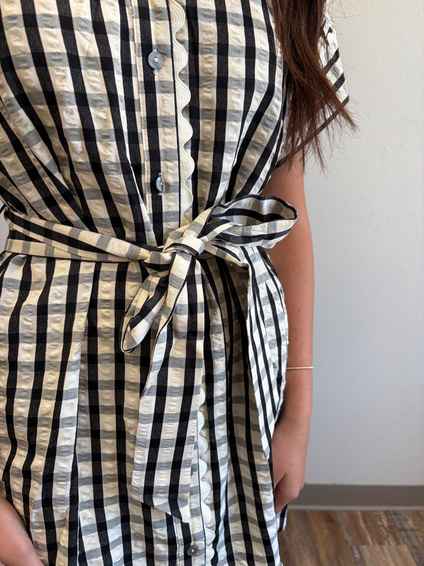 Black and Cream Gingham Dress