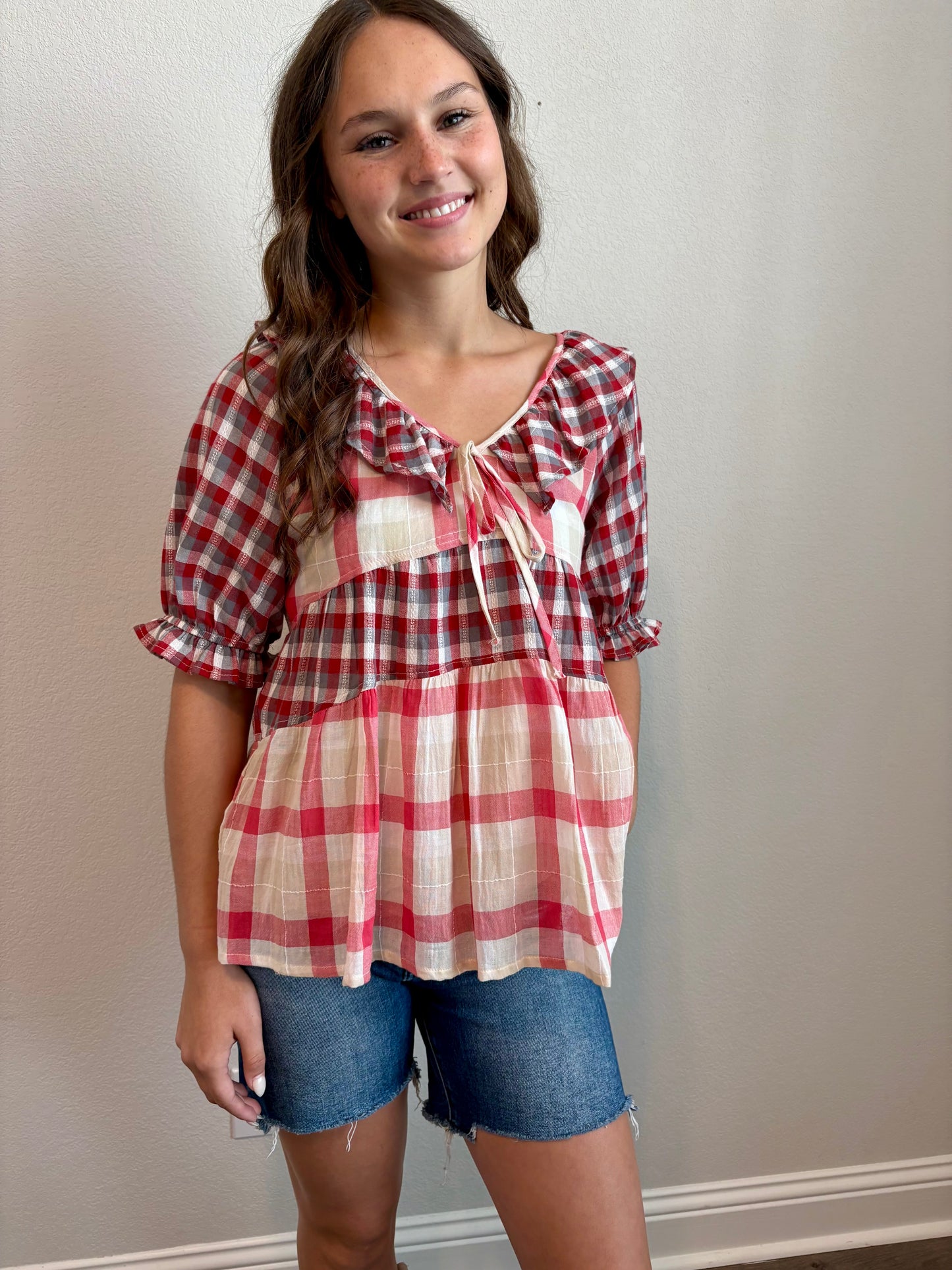 Cassidy Plaid Peplum Top