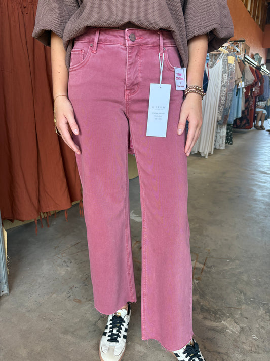 Rust Raw Hem Risen Jeans