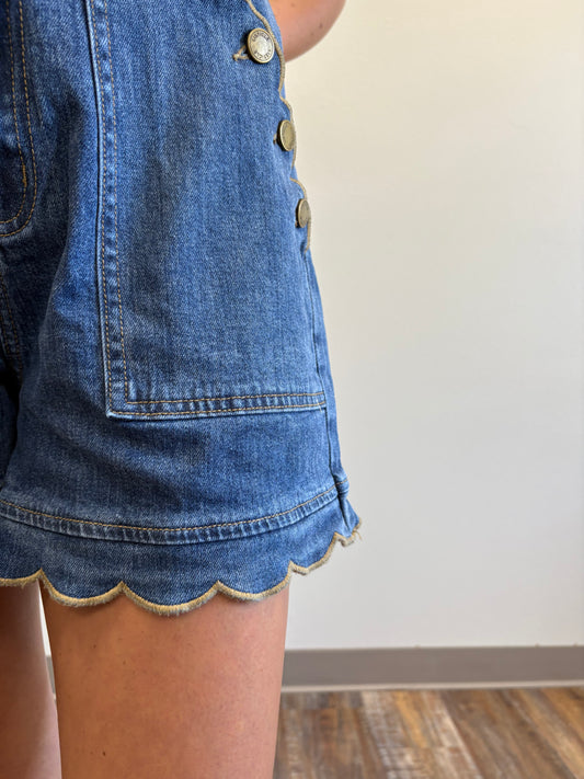 Scallop Denim Shorts