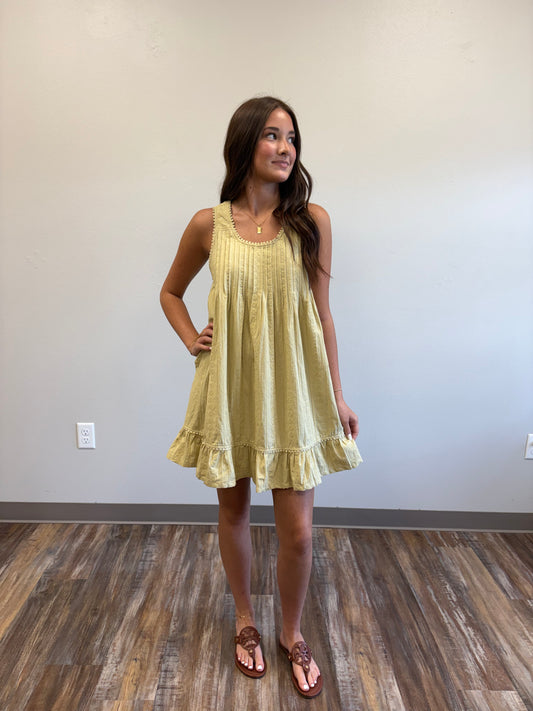 Light Olive Embroidered Dress