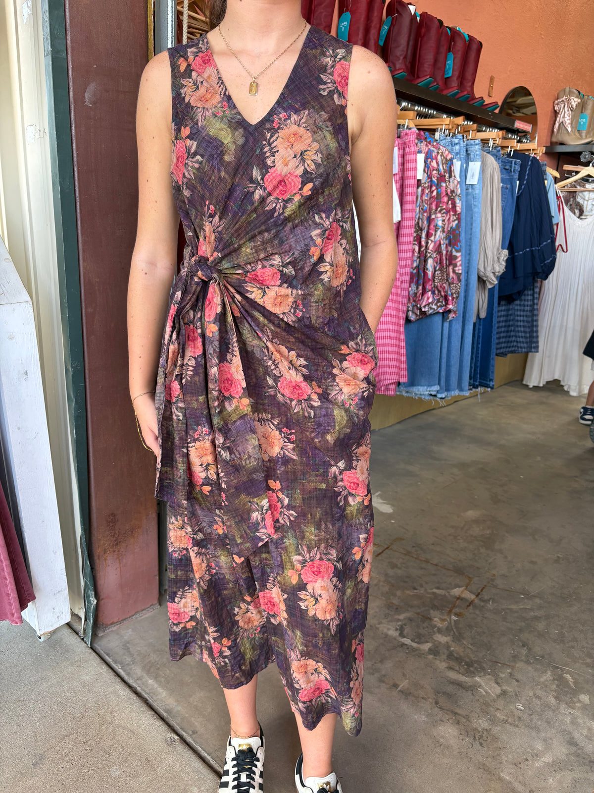 Greer Brown Floral Wrap Dress