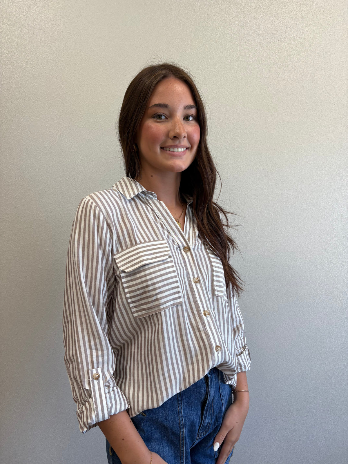 Julia Brown Stripe Top