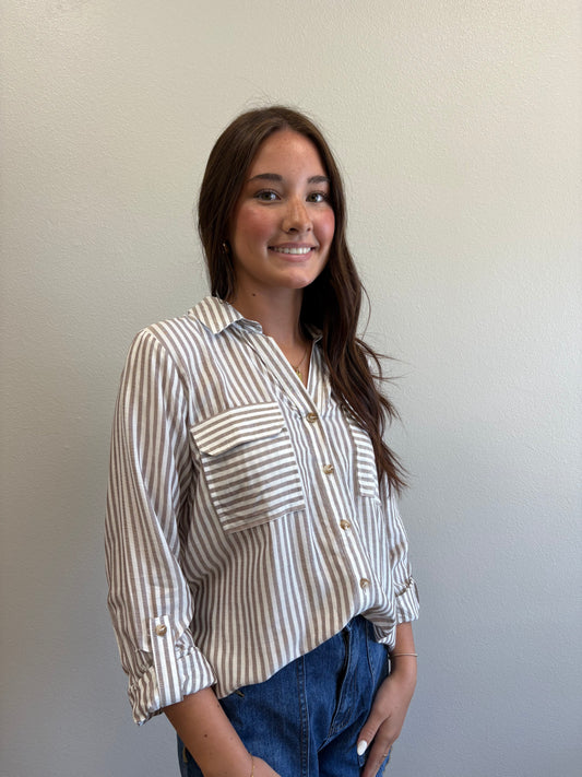 Julia Brown Stripe Top