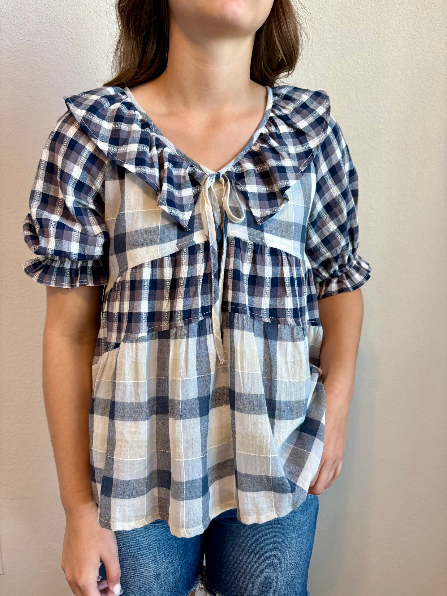 Cassidy Plaid Peplum Top