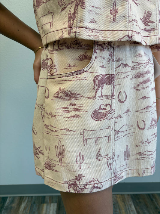 Cheyenne Western Print Skort
