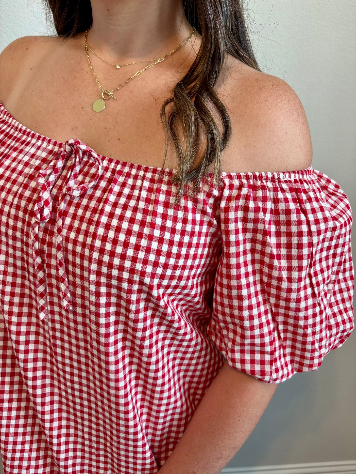 Jenny Gingham Puff Sleeve Mini Dress