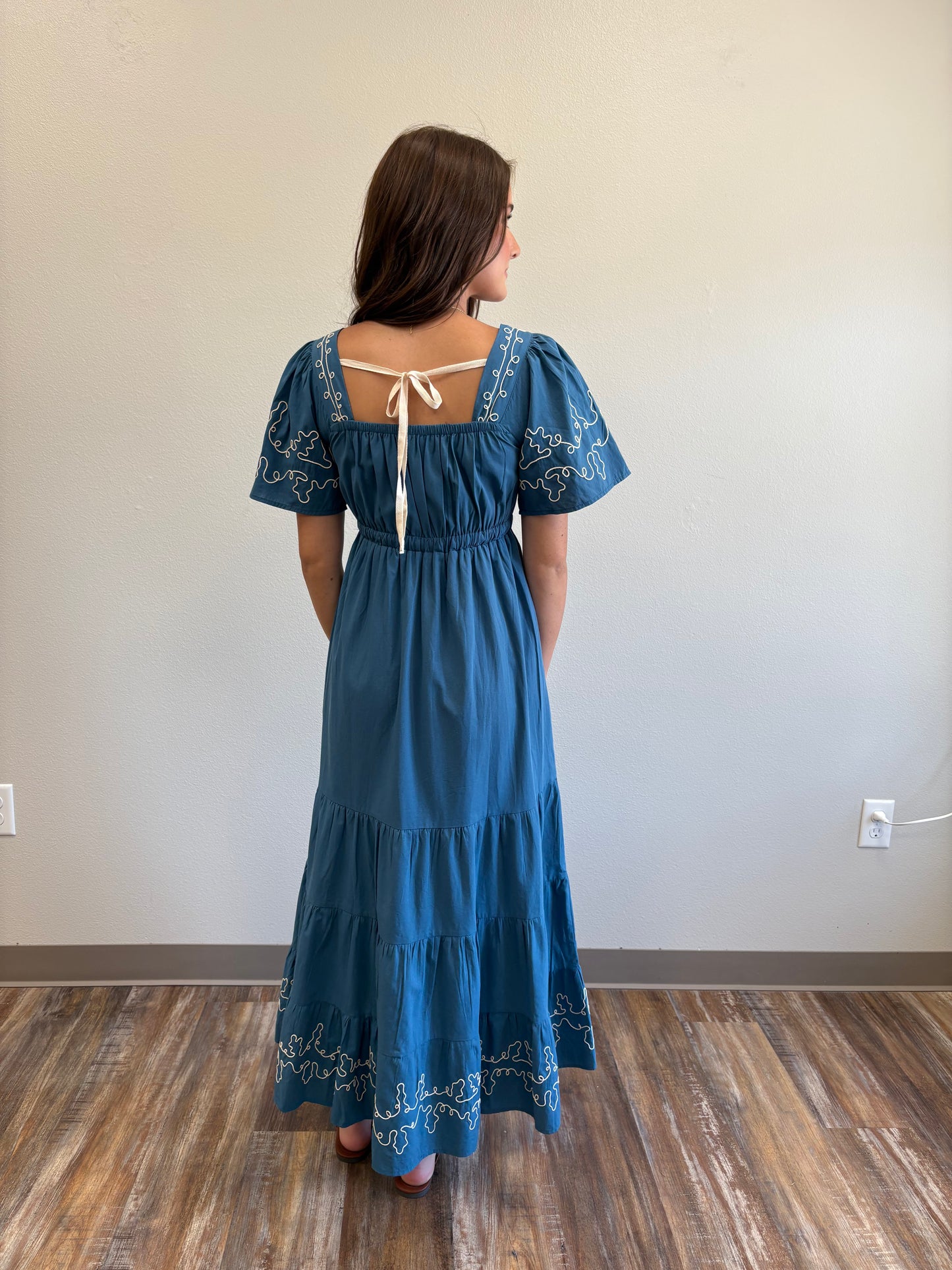 Shiloh Embroidered Tiered Midi Dress