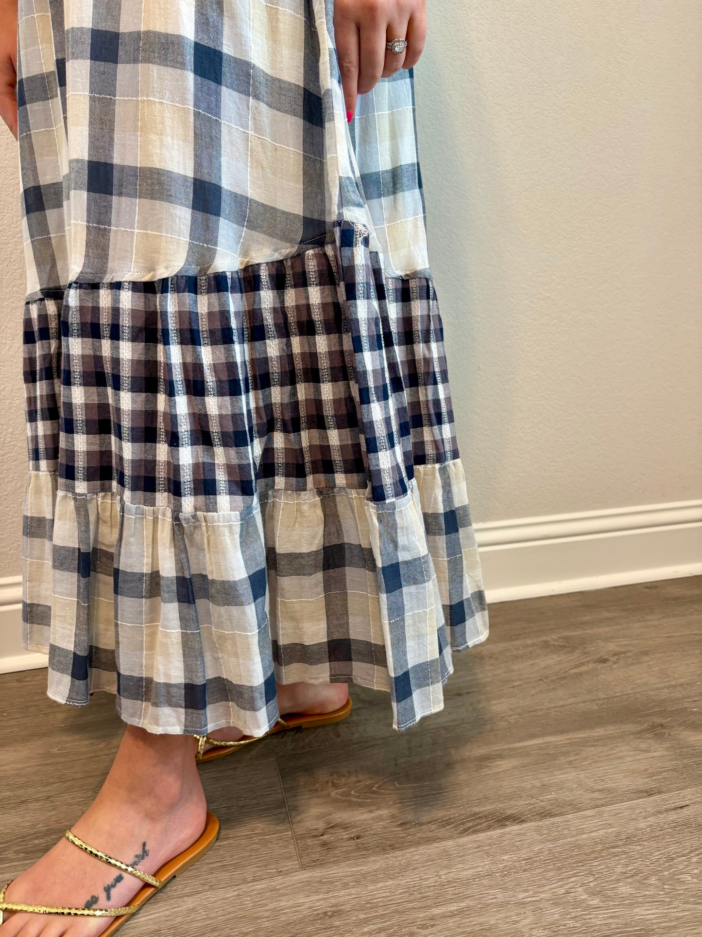 Ashley Gingham Tiered Maxi Dress