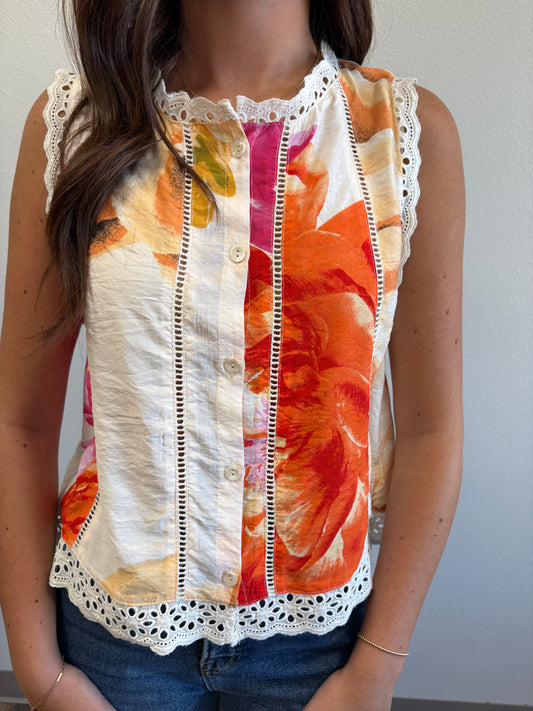 Marigold Floral Sleeveless Top