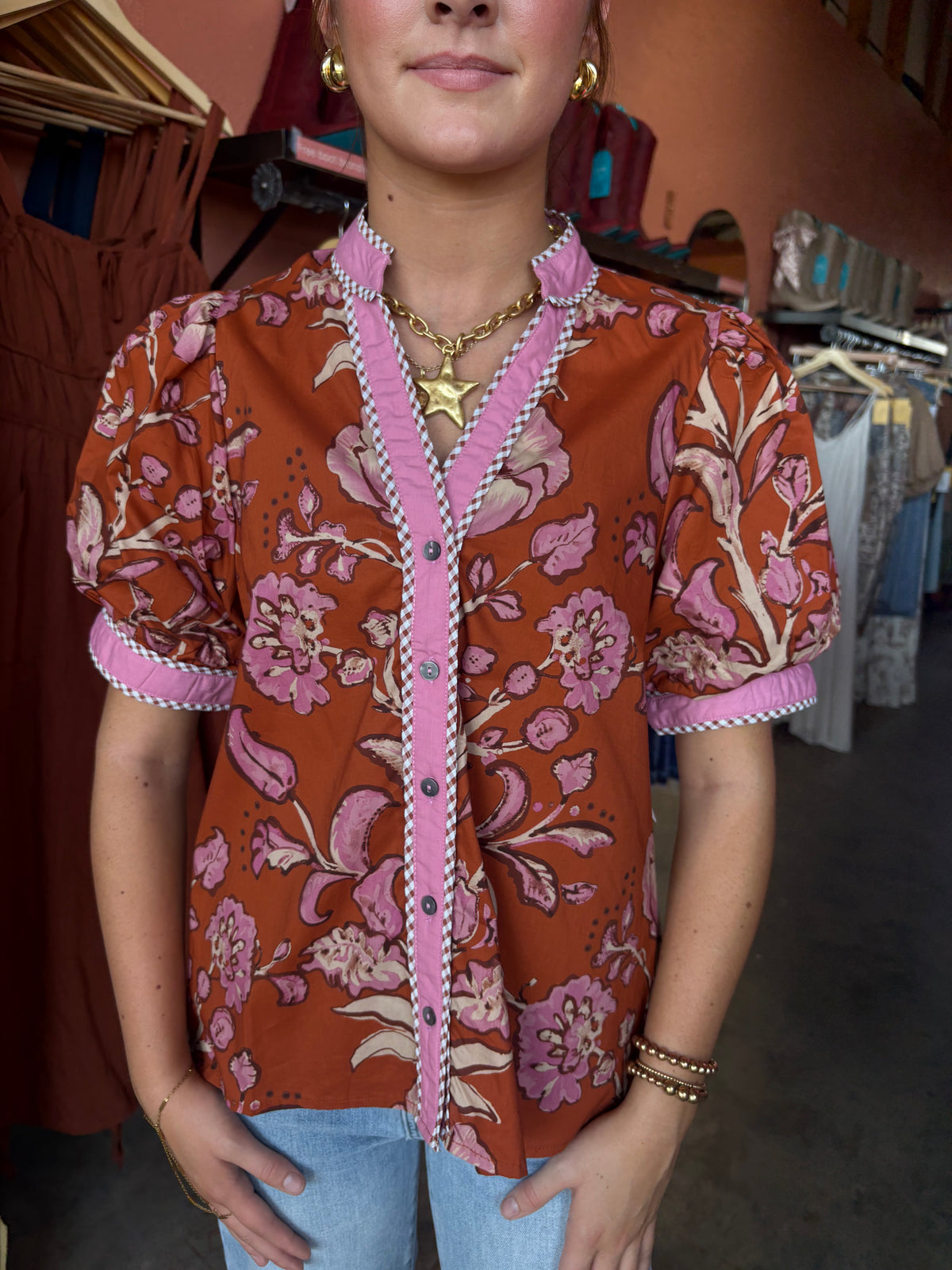 Rust Floral Top