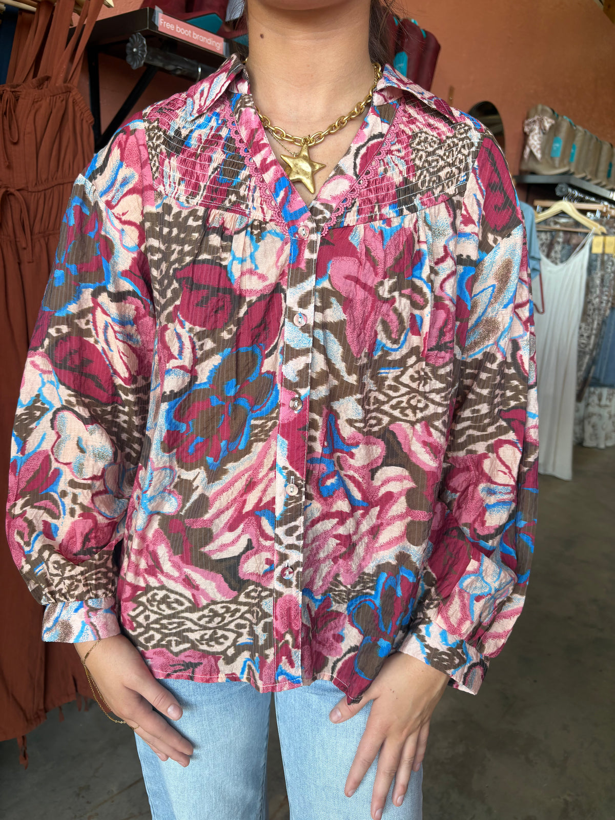 Berry Floral Top