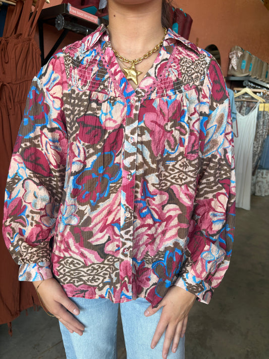 Berry Floral Top