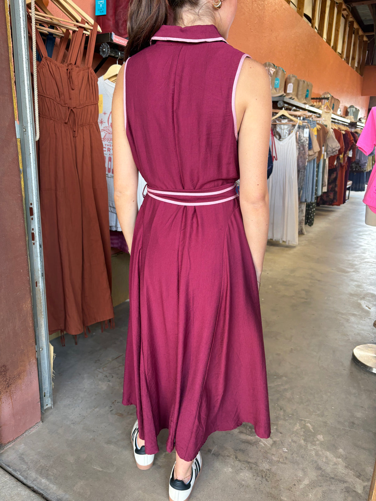 Eden Burgundy Belt Dress