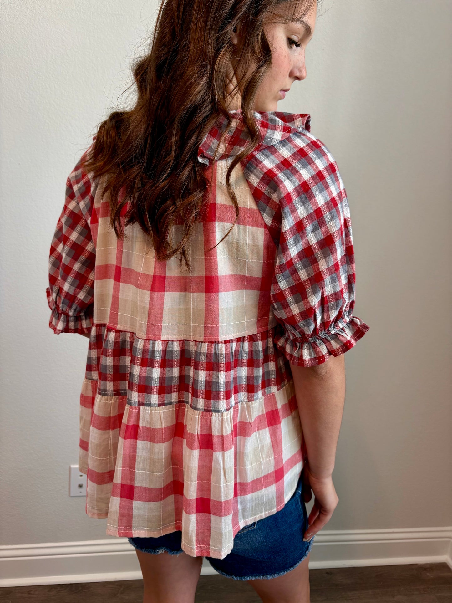 Cassidy Plaid Peplum Top