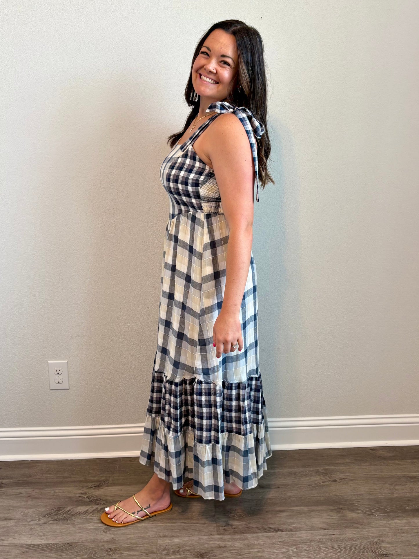 Ashley Gingham Tiered Maxi Dress